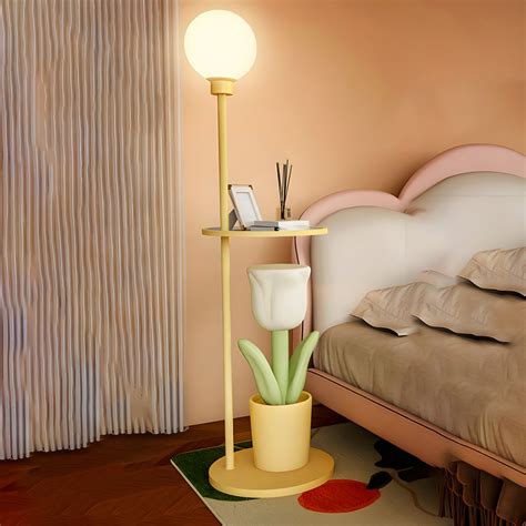 Vintage Tulip Floor Lamp | Lamp With Table Attached | Ping Lighting