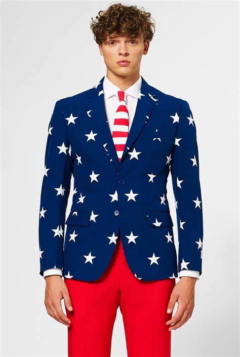 4th of July men's outfit idea with the Stars and Stripes suit from ...