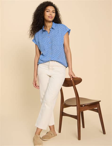 Pure Cotton Polka Dot Collared Cap Sleeve Shirt | White Stuff | M&S