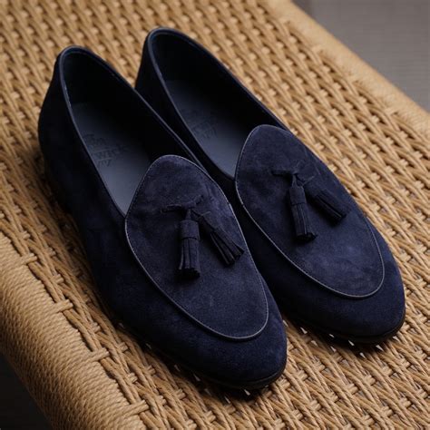 Berwick Belgian Tassel Loafer - Midnight Blue Suede – Mehra