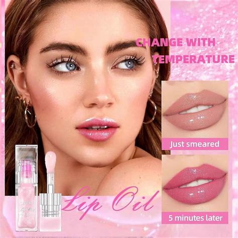 Color Changing Lip Gloss, Hydrating Lip Glow Oil, Moisturizing Plumping ...