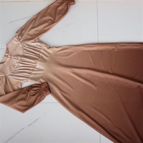 Vintage 80s Romantic Maxi Gown ~ Beige Brown Floor-length Dress ...