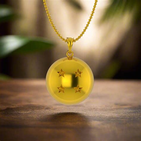Four Star Dragon Ball Pendant in 14K Gold - KAIWORKS