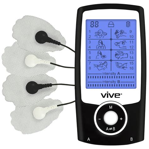 Vive Stim Machine TENS Unit - Electrotherapy Muscle Stimulator With Electrode Pads ...
