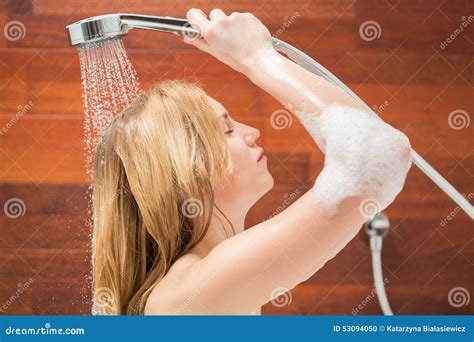 Lady taking a shower stock photo. Image of relax, naked - 53094050