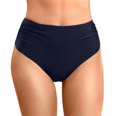 TOWED22 Women White High Waisted Bikini Swimsuit Bottom Female(Navy,XXL ...