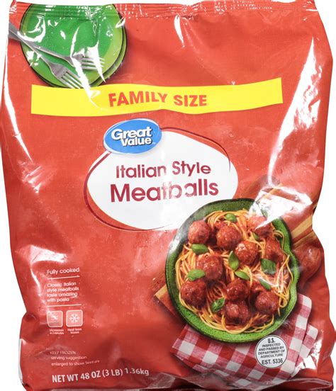 Great Value Fully Cooked Italian Style Meatballs Family Size 48 oz ...