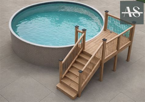 Premium Plans for Above Ground Pool Deck (6x8) | 18' Round Pool Deck ...
