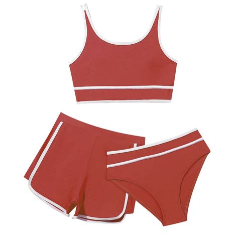 Girls Bathing Suits 3 Piece Bathing Suit with Shorts Cove Up Sets Girl ...