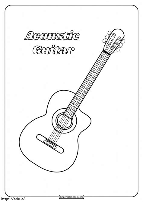 Guitar Coloring Acoustic Pages Printable Electric Bass Outline Drawing ...