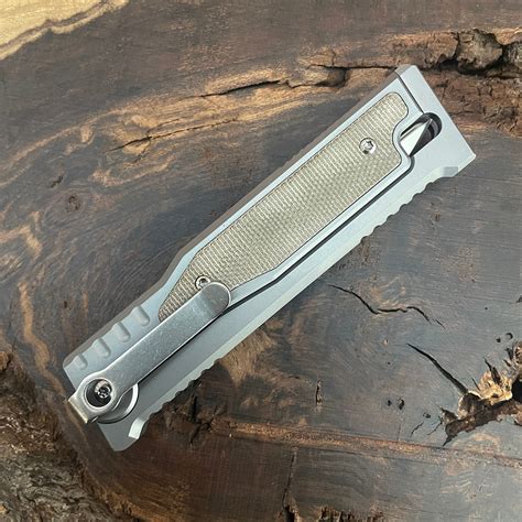 Reate EXO M D/E Gravity Knife Titanium Handle w/ Green Micarta Inlay ...
