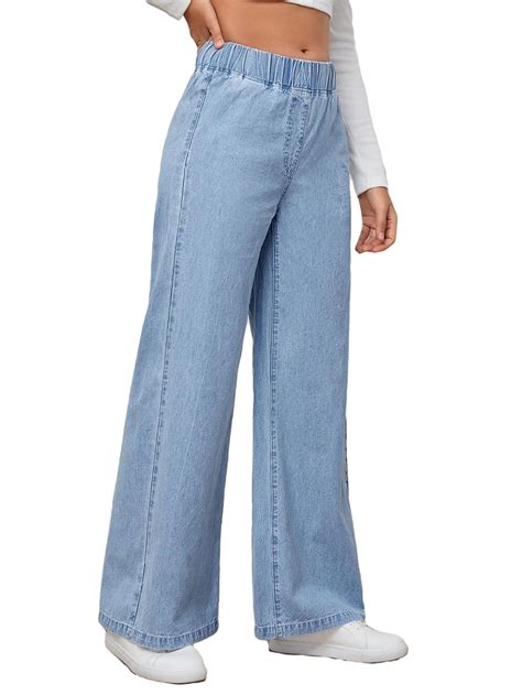 Women's Plain Wide Leg Light Wash Extra Long Jeans XS (2) - Walmart.com