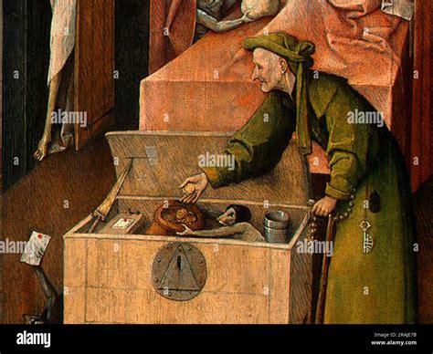 Death and the Miser (detail) 1516 by Hieronymus Bosch Stock Photo - Alamy