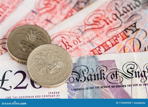 Currency Banknotes Spread Across Frame British Pound Sterling In Various Denomination Editorial ...