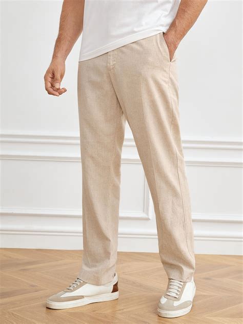 Apricot Collar Woven Fabric Plain Embellished Non-Stretch Men Clothing ...