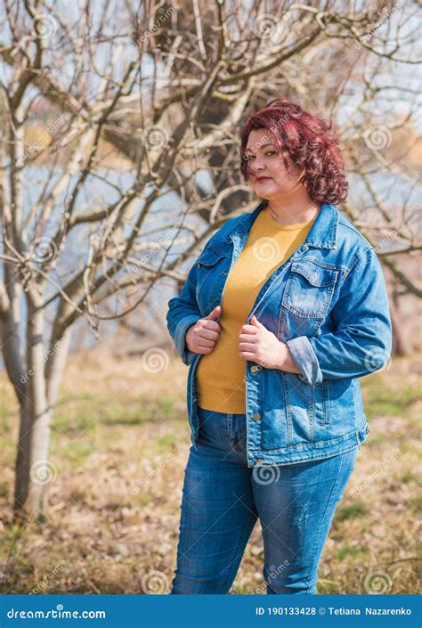 Chubby Mature Plus Size Lady, Lifestyle Stock Photo - Image of fashion ...