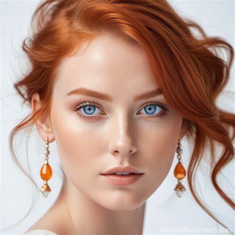 Ultra-Realistic Portrait of Red-Haired Model with Blue Eyes | Stable ...