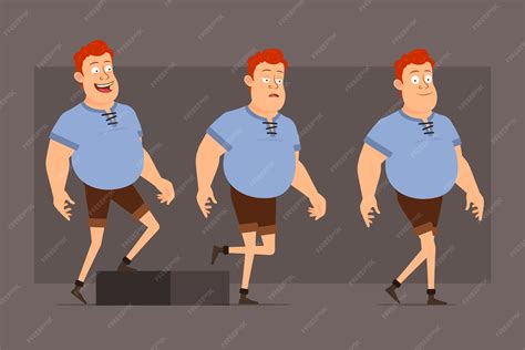 Premium Vector | Cartoon redhead fat boy character vector set