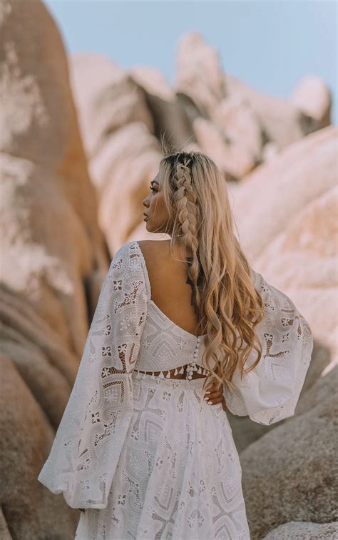 Casual Two-Piece Boho Wedding Dress with Long Sleeves