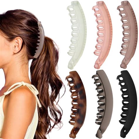 Amazon.com : 6 Pack 5 Inch Banana Hair Clips for Women Thin Fine Thick ...