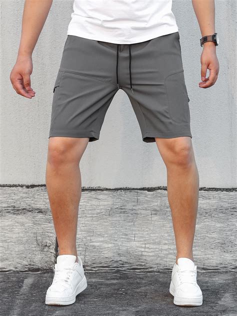 Men Slant Pocket Drawstring Waist Shorts | Grey shorts men, Spring ...