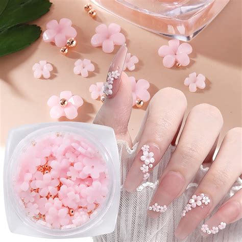 SILPECWEE 3D Flower Nail Charms - Gold & Silver Caviar Nail Art ...