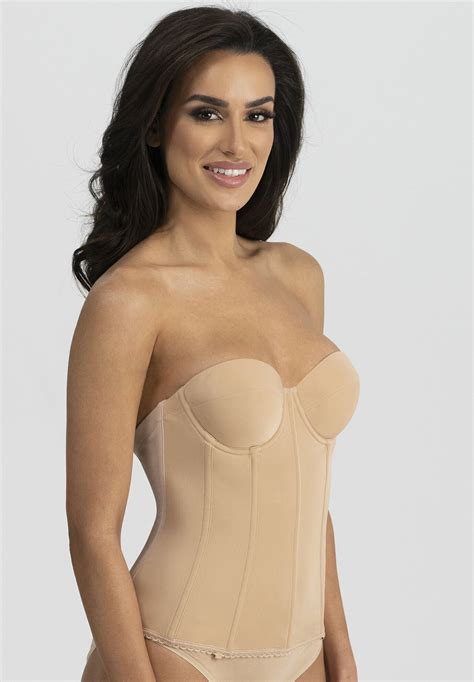 Brianna Strapless Longline Bra - Low Back, Mocha | Woman Within
