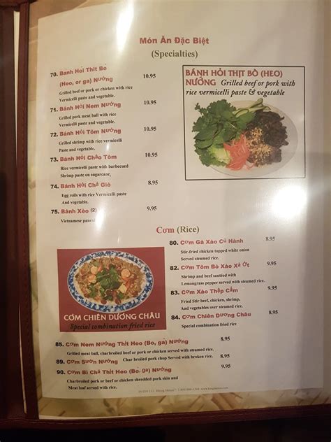Menu at Pho So 1 restaurant, East Lansing