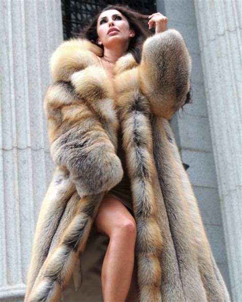 Sexy Full Length Golden Island Fox Coat | MARC KAUFMAN FURS