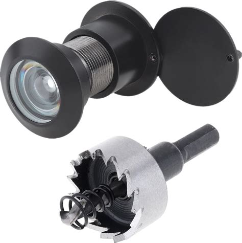 HOJLKLD Door Viewer Peephole, Solid Brass 220-degree Peephole with 1-1/10" Drill Bit for 1-21/32 ...