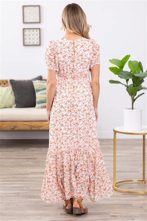 Off White Floral Short Sleeve Maxi Dress · Filly Flair