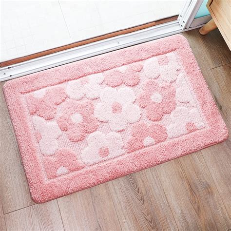 Pink Flower Bath Mat Cute Bathroom Rugs Lovely Shower Bathtub Mat ...