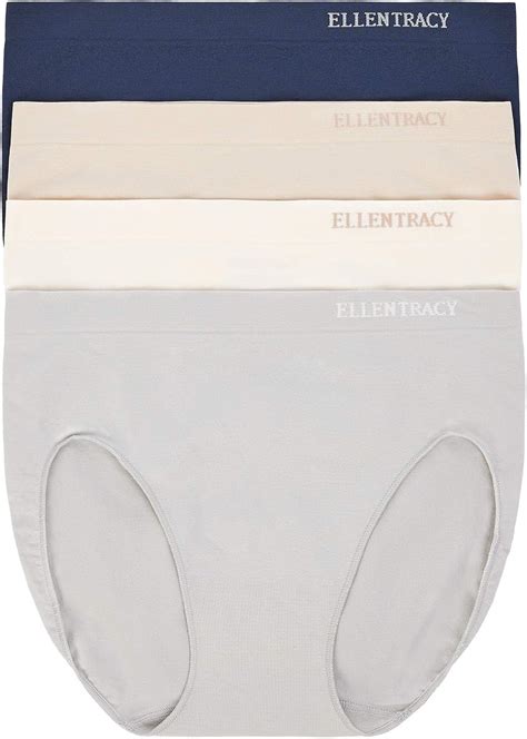 Ellen Tracy Women's Hi Cut Seamless Logo Panties Bikini Style Underwear ...