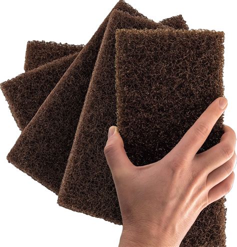 Heavy Duty XL Brown Scouring Pad 5 Pack. 10 x 4.5in Large Multipurpose ...