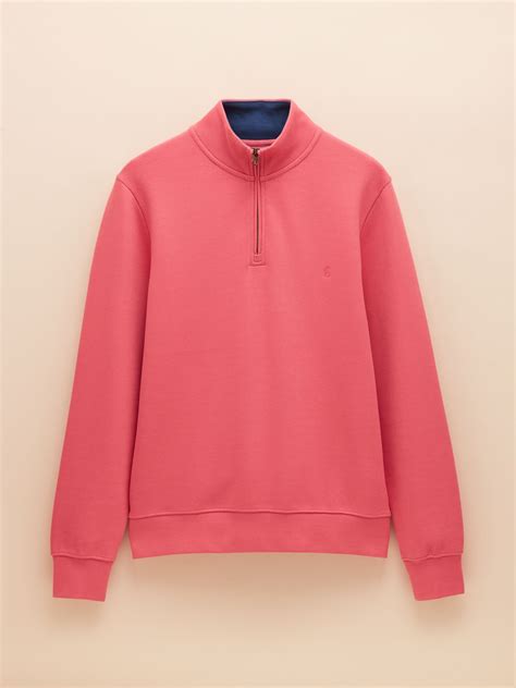 Alistair Pink Quarter Zip Cotton Sweatshirt | Joules