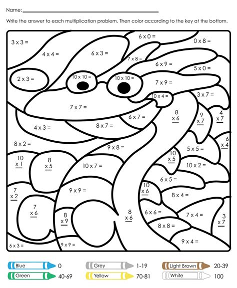 Multiplication Coloring Worksheets - 10 Free PDF Printables | Printablee