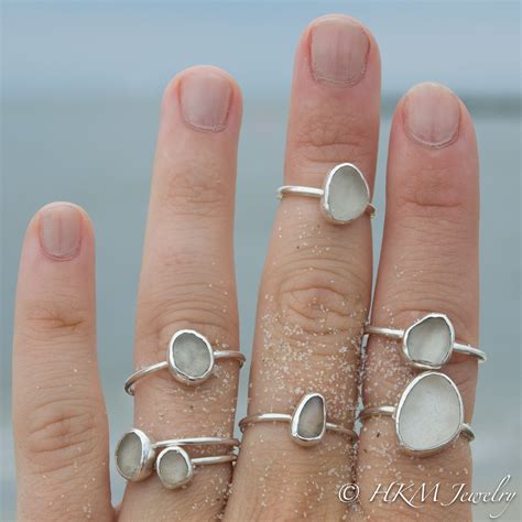 Raw Cape May Diamond Beach Pebble Sterling Silver Quartz Stacking Ring ...