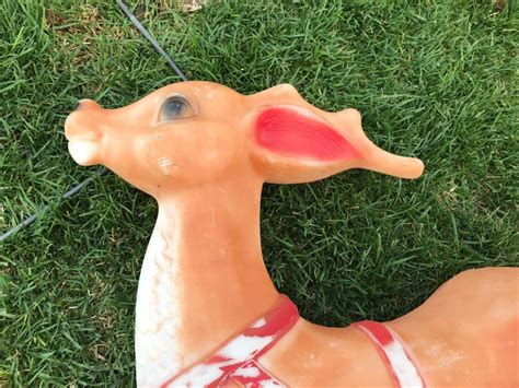 Vintage 1970s Empire Reindeer Blow Mold w/ Metal Stand, Brackets, and ...