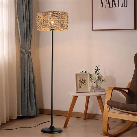 SUNLLOK Boho Rattan Floor Lamp for Living Room, Industrial Bamboo ...