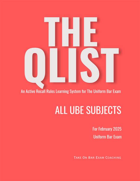 Best Active Recall Study Materials for UBE Bar Exam — UBE QLISTS — Take On Bar Exam Coaching