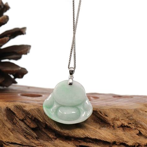 Baikalla™ "Laughing Buddha" Genuine Green Jadeite Buddha Pendant Neckl