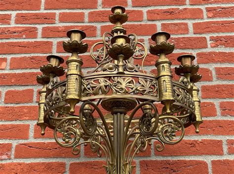 Antique Gothic Revival Bronze 13 Candle Table or Floor Candelabra with ...