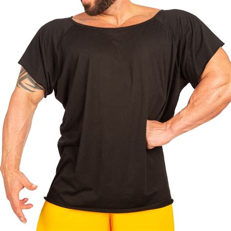 Men's Black Wide-neck Tapered Top T-shirt Bodybuilding Training - Etsy