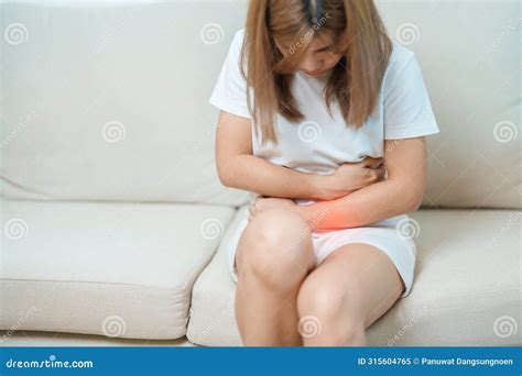 Woman Having Abdomen Ache Due To Stomach Pain, Digestion with ...
