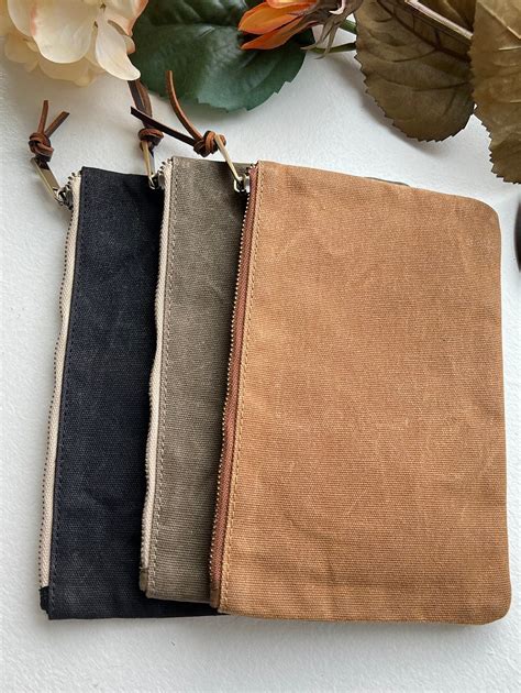 Waxed Canvas Pouches With Zipper Clutch Bag Cosmetic Bag - Etsy