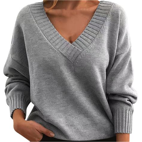 JGGSPWM V Neck Sweaters Women Dressy Casual Pullover Business Office ...