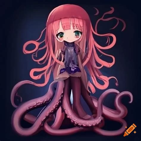 Anime girl walking with octopus tentacles on Craiyon