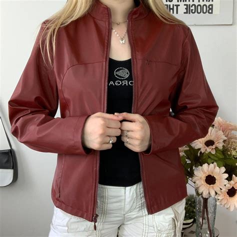 Women's Red and Burgundy Jacket | Depop