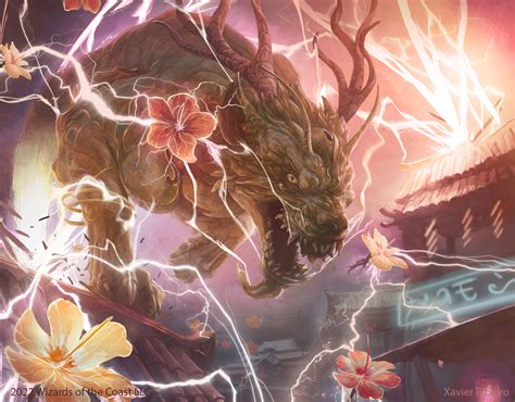 Thundering Raiju MtG Art from Kamigawa: Neon Dynasty Set by Xavier ...