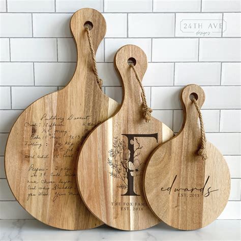 Personalized Round Cutting Board With Family Name- Recipe Cutting Board ...